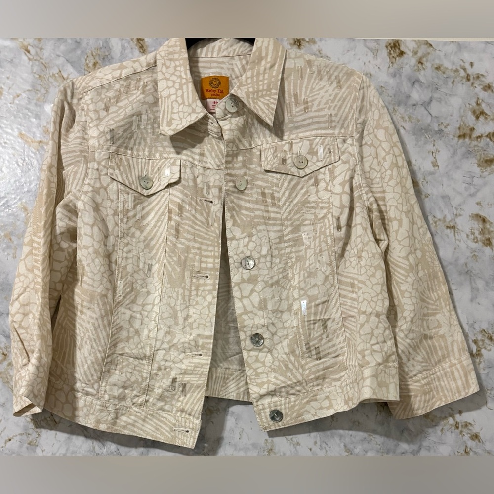 Ruby Rd Cream Patterned Women's Jacket - image 1